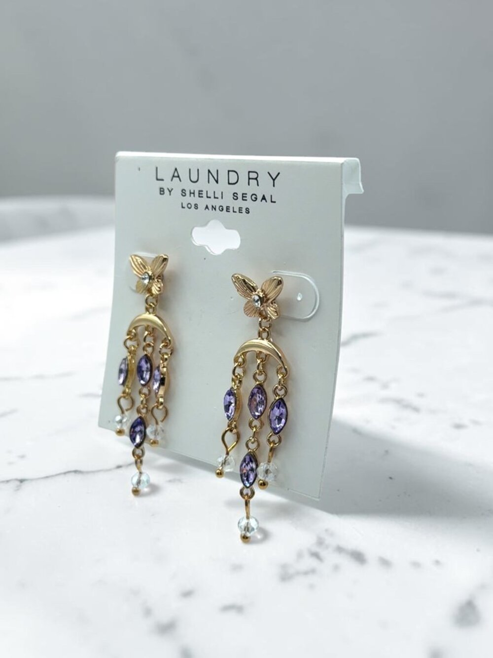 LAUNDRY by Shelli Segal Gold-Tone Butterfly Earrings - Picture 2 of 2